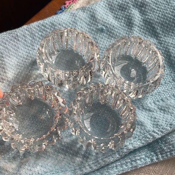 Lot of 4 cut glass open salt bowls. Victorian ornate - Picture 7 of 9